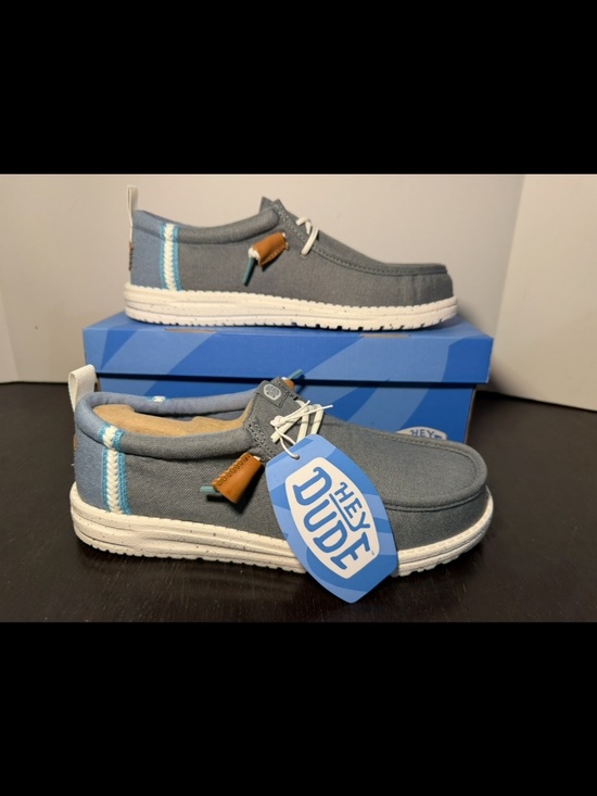 Hey Dude Wally Craft Linen Casual Shoes Monument Grey/Faded Denim Mens Size 8 main image 4